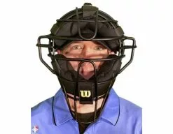 Wilson Umpire Gear Wilson Dyna-Lite Aluminum Umpire Mask With Memory Foam -Bats Shop A3009 AL Wilson Dyna Lite Aluminum Umpire Mask with Memory Foam Worn Front View
