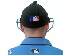 Wilson Umpire Gear Wilson MLB Sky Blue Dyna-Lite Steel Umpire Mask With Sky Blue And Tan 9 Wilson Umpire Gear Wilson MLB Sky Blue Dyna-Lite Steel Umpire Mask With Sky Blue And Tan -Bats Shop A3009 BL TN Worn Back