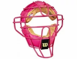 Wilson Umpire Gear Wilson MLB Pink Dyna-Lite Steel Umpire Mask With Pink And Tan 7 Wilson Umpire Gear Wilson MLB Pink Dyna-Lite Steel Umpire Mask With Pink And Tan -Bats Shop A3009 PK TN Front Angled