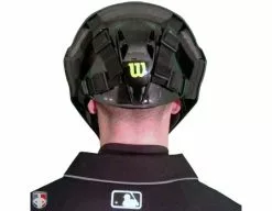 Wilson Umpire Gear Wilson MLB Pro Stock Steel Umpire Helmet -Bats Shop A5801 Wilson Pro Stock Steel Umpire Helmet Worn Back View
