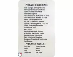 Smitty Umpire Reusable Baseball Umpire Game Card -Bats Shop ACS 538 Back