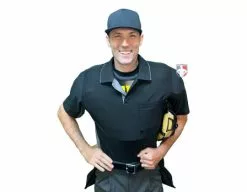 Wilson Umpire Gear Wilson MLB West Vest Pro Gold 2 Memory Foam Umpire Chest Protector -Bats Shop B7203 Wilson MLB West Vest Pro Gold 2 Memory Foam Umpire Chest Protector worn shirt front