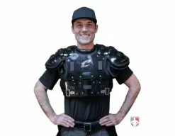 Champro Umpire Gear Champro Air Management Plated Umpire Chest Protector -Bats Shop CPAMT Champro Air Management Plated Umpire Chest Protector worn front
