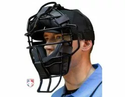 Diamond Umpire Gear Diamond ECLIPSE All-Black IX3 Aluminum Umpire Mask -Bats Shop DFM ECL Diamond ECLIPSE All Black iX3 Aluminum Umpire Mask worn mask angle
