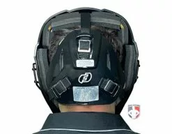 Force3 Umpire Gear Force3 Black Defender Hockey Style Umpire Helmet -Bats Shop F3 HSMv3 BK Force3 Black Defender Hockey Style Umpire Helmet worn back