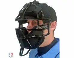 ALL-STAR Umpire Gear All-Star Black Magnesium Umpire Mask With Black LUC 13 ALL-STAR Umpire Gear All-Star Black Magnesium Umpire Mask With Black LUC -Bats Shop FM4000 MAG UMP BK BK Worn Angled