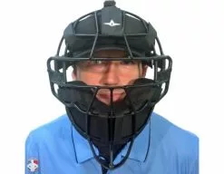ALL-STAR Umpire Gear All-Star Black Magnesium Umpire Mask With Black LUC 12 ALL-STAR Umpire Gear All-Star Black Magnesium Umpire Mask With Black LUC -Bats Shop FM4000 MAG UMP BK BK Worn Front