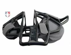 ALL-STAR Umpire Gear All-Star Black Magnesium Umpire Mask With Grey LUC -Bats Shop FM4000MAG UMP BK GY All Star Black Magnesium Umpire Mask with Grey LUC side flat