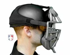 ALL-STAR Umpire Gear All-Star Delta Flex Umpire Mask Replacement Harness -Bats Shop FMHPRO SBK All Star Delta Flex Umpire Mask Replacement Harness side with skull cap