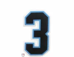 3" Black On Light Blue On White Precision-Cut Number