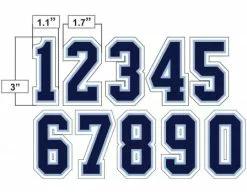 3" Navy On Powder Blue On White Precision-Cut Number -Bats Shop N3 SUB NPBW All Together