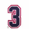 3" Navy On White On Red Precision-Cut Number