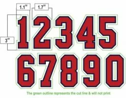 3" Red On Navy On White Precision-Cut Number 7 3" Red On Navy On White Precision-Cut Number -Bats Shop N3 SUB RNW All Together