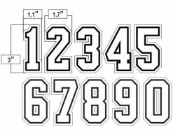 3" White On Black On White Precision-Cut Number -Bats Shop N3 SUB WBW All together