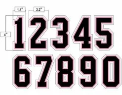 4" Black On Pink On White Precision-Cut Number -Bats Shop N4 SUB BPKW All Together