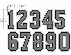 4" Grey On Black On White Precision-Cut Number -Bats Shop N4 SUB GYBW All Together