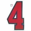 4" Red On Navy On White Precision-Cut Number