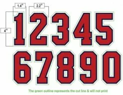 4" Red On Navy On White Precision-Cut Number -Bats Shop N4 SUB RNW All Together