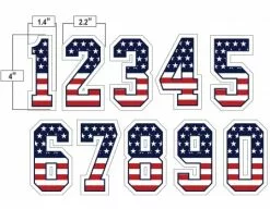 4" USA Stars And Stripes Precision-Cut Number -Bats Shop N4 SUB SNS All Together