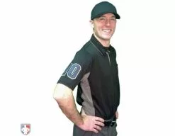 Smitty Umpire Smitty V2 Major League Replica Umpire Shirt - Black With Charcoal Grey -Bats Shop S314 BK with N4 SUB GYBW