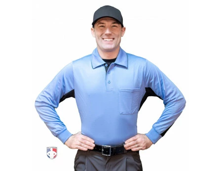 Smitty Umpire Smitty V2 Major League Replica Long Sleeve Umpire Shirt - Sky Blue With Black 2 Smitty Umpire Smitty V2 Major League Replica Long Sleeve Umpire Shirt - Sky Blue With Black - Image 2