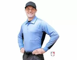 Smitty Umpire Smitty V2 Major League Replica Long Sleeve Umpire Shirt - Sky Blue With Black
