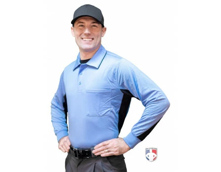 Smitty Umpire Smitty V2 Major League Replica Long Sleeve Umpire Shirt - Sky Blue With Black 1 Smitty Umpire Smitty V2 Major League Replica Long Sleeve Umpire Shirt - Sky Blue With Black
