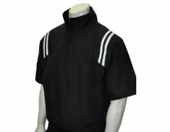Smitty Umpire Smitty Traditional Half-Zip Short Sleeve Umpire Jacket - Black And White -Bats Shop S324 BK WH Smitty Traditional Half Zip Short Sleeve Umpire Jacket Black and White