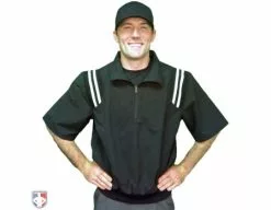 Smitty Umpire Smitty Traditional Half-Zip Short Sleeve Umpire Jacket - Black And White