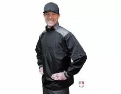 Smitty Umpire Smitty Major League Replica Convertible Umpire Jacket - Black With Charcoal Grey -Bats Shop S340 Smitty Major League Replica Convertible Umpire Jacket Black with Charcoal Grey Angled