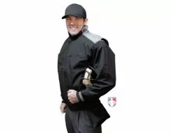 Smitty Umpire Smitty Major League Replica Thermal Umpire Jacket - Black With Charcoal Grey 12 Smitty Umpire Smitty Major League Replica Thermal Umpire Jacket - Black With Charcoal Grey -Bats Shop S341 Smitty Major League Replica Thermal Umpire Jacket Black with Charcoal Grey angled plate