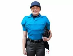 Smitty Umpire Smitty NCAA Softball Short Sleeve Body Flex Women's Umpire Shirt - Bright Blue -Bats Shop S346 BB Smitty NCAA Softball Short Sleeve Body Flex Womens Umpire Shirt Bright Blue front plate